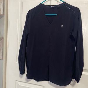 Chase Bank, Lands’ End Blouse, Navy Blue